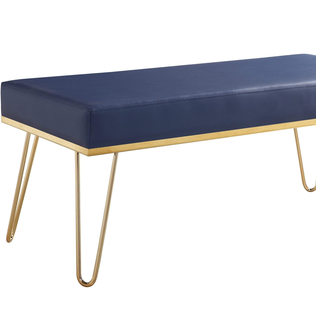 Iconic Home Aldo Faux Leather Bench Hairpin Legs