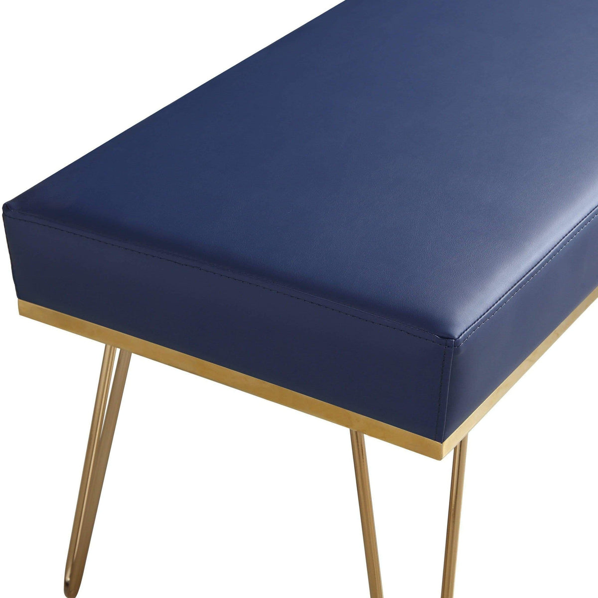 Iconic Home Aldo Faux Leather Bench Hairpin Legs