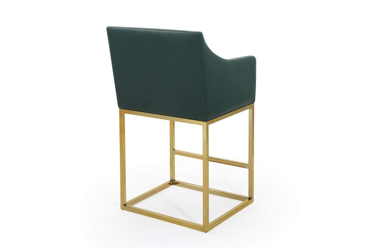 Iconic Home Bluebell Faux Leather Counter Stool Chair Gold Base