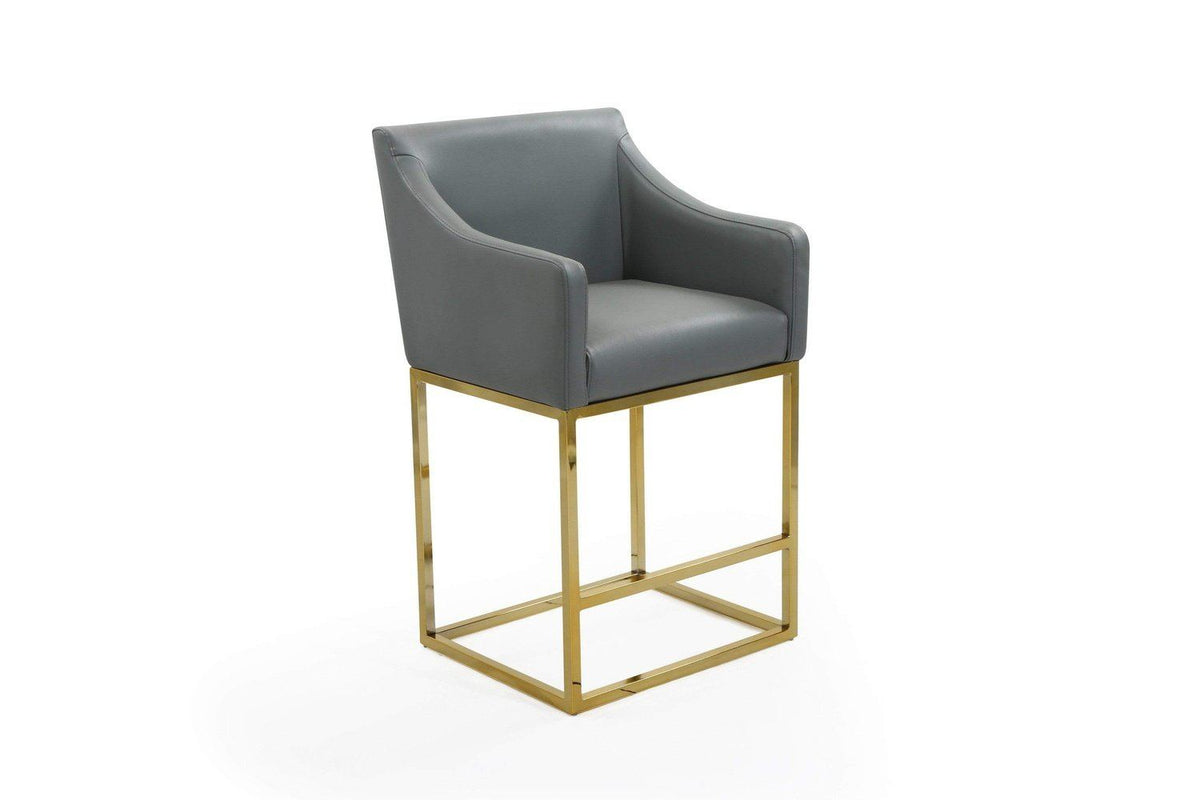 Iconic Home Bluebell Faux Leather Counter Stool Chair Gold Base