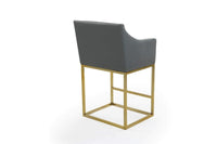 Iconic Home Bluebell Faux Leather Counter Stool Chair Gold Base