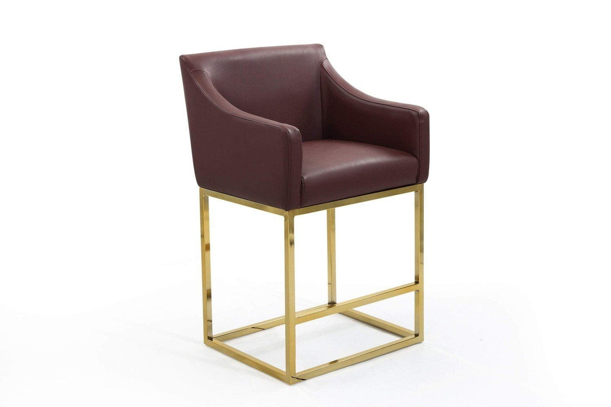 Iconic Home Bluebell Faux Leather Counter Stool Chair Gold Base