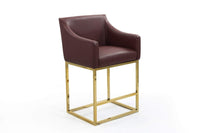 Iconic Home Bluebell Faux Leather Counter Stool Chair Gold Base