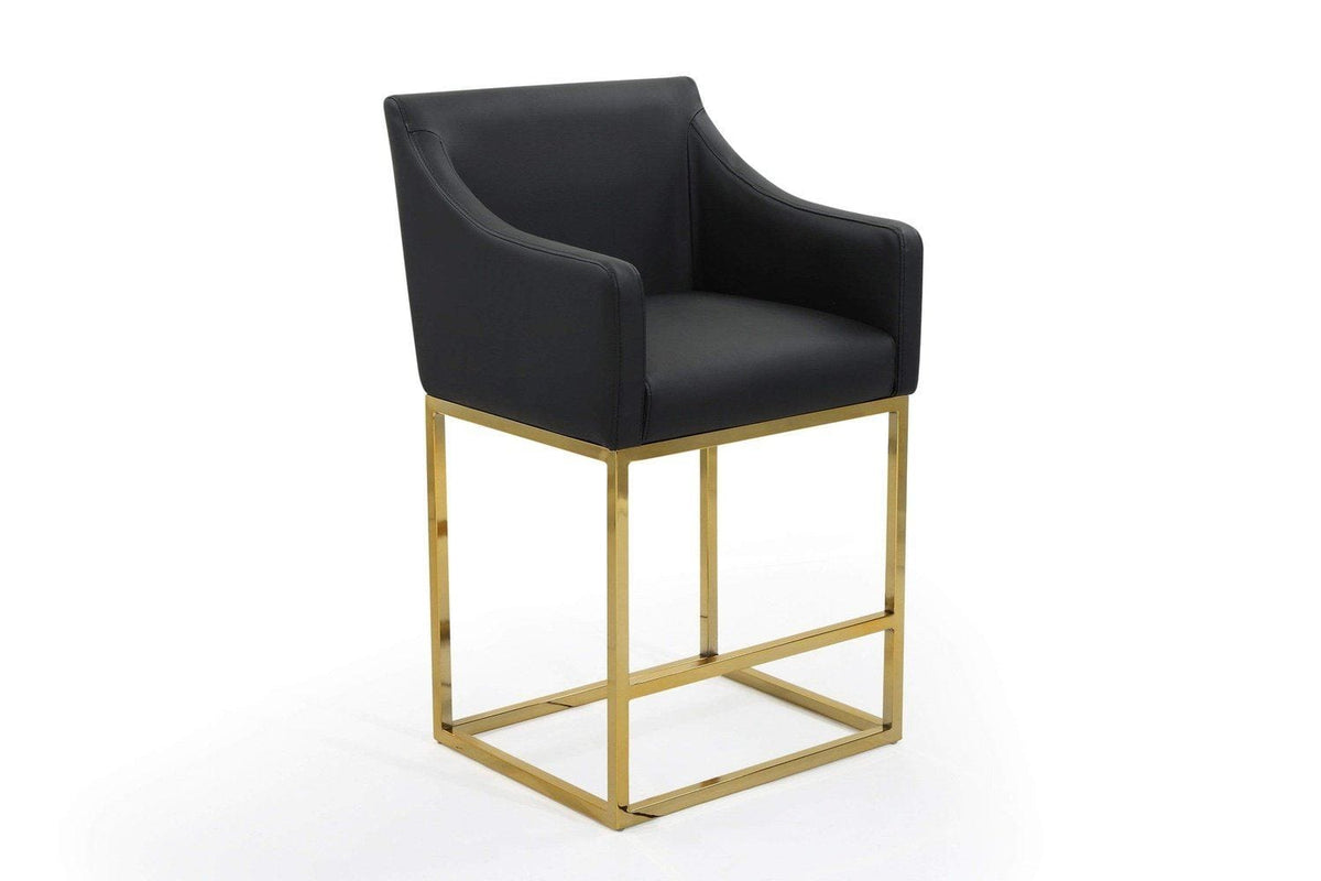 Iconic Home Bluebell Faux Leather Counter Stool Chair Gold Base