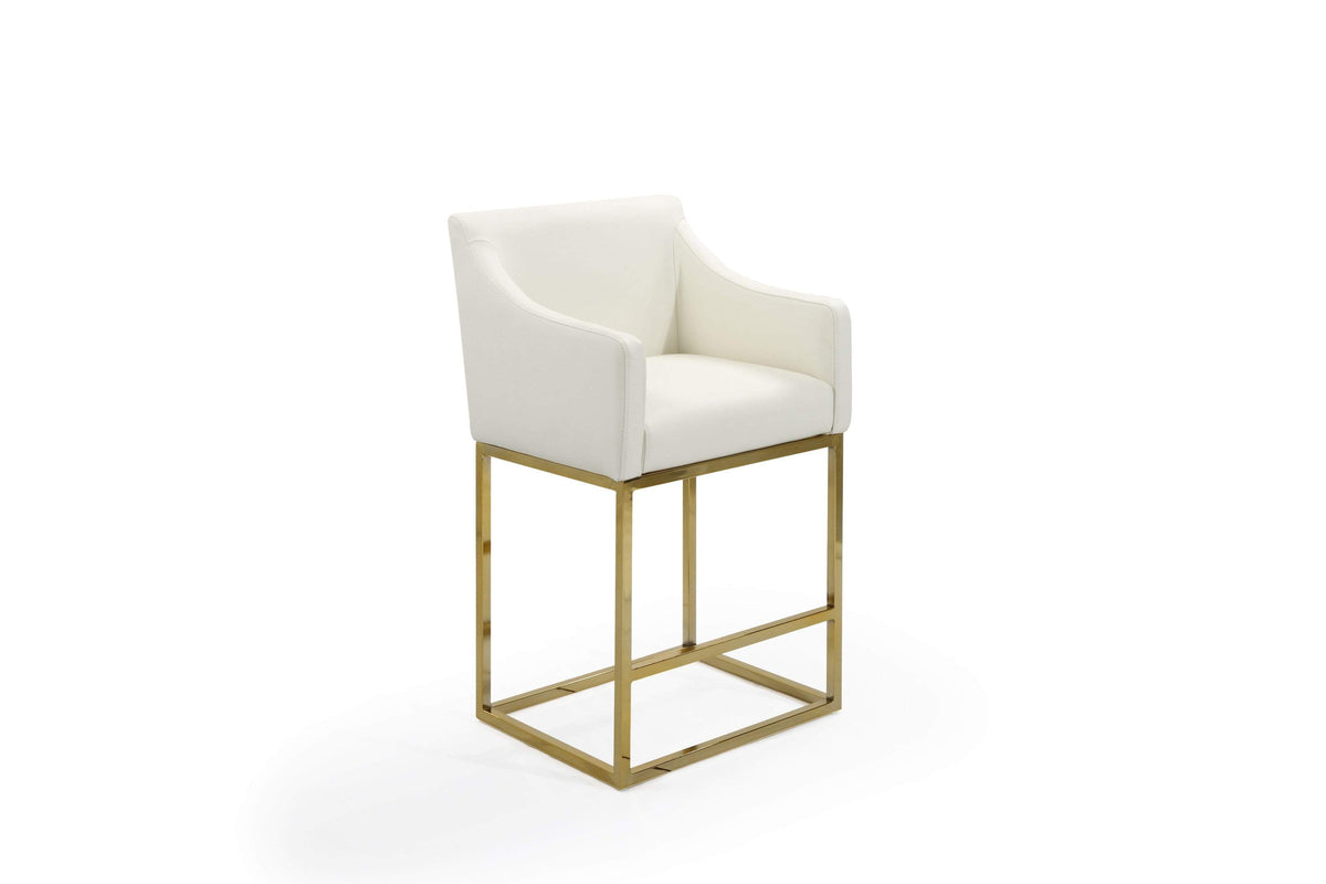 Iconic Home Bluebell Faux Leather Counter Stool Chair Gold Base