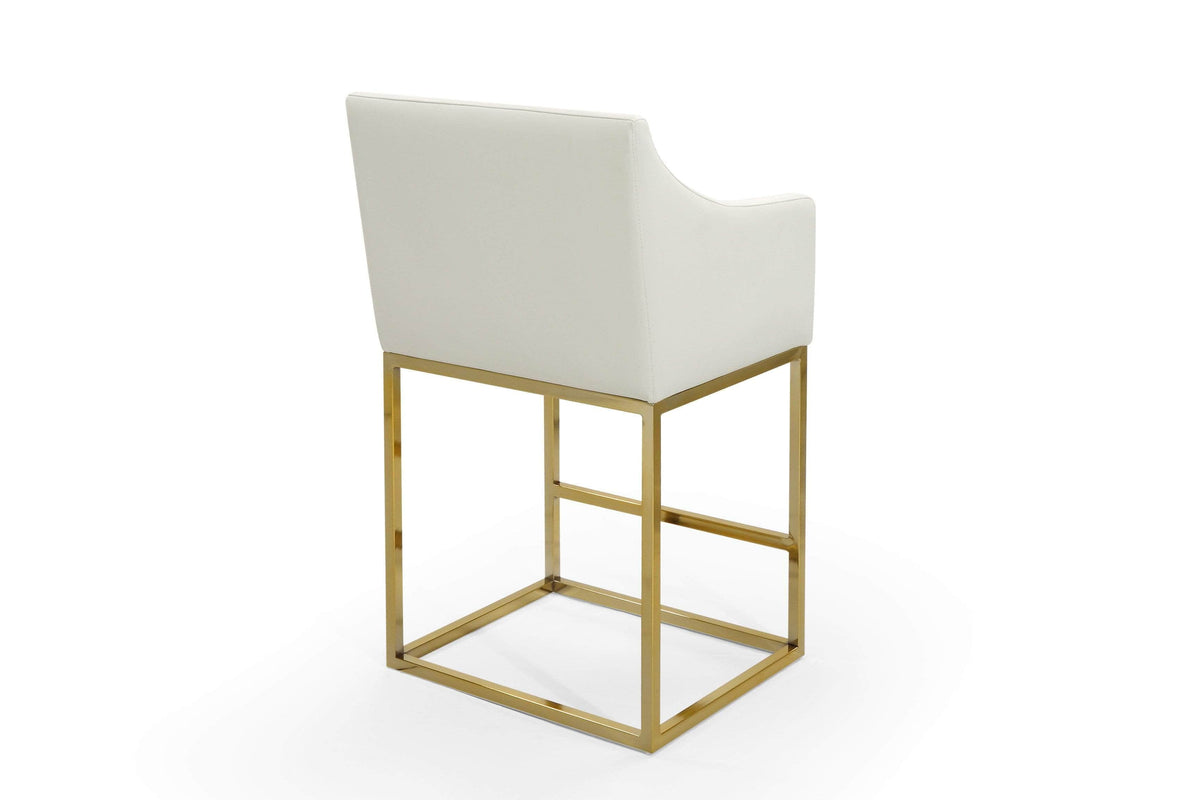 Iconic Home Bluebell Faux Leather Counter Stool Chair Gold Base