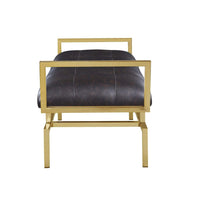 Iconic Home Bruno Tufted Faux Leather Bench Gold Metal Frame