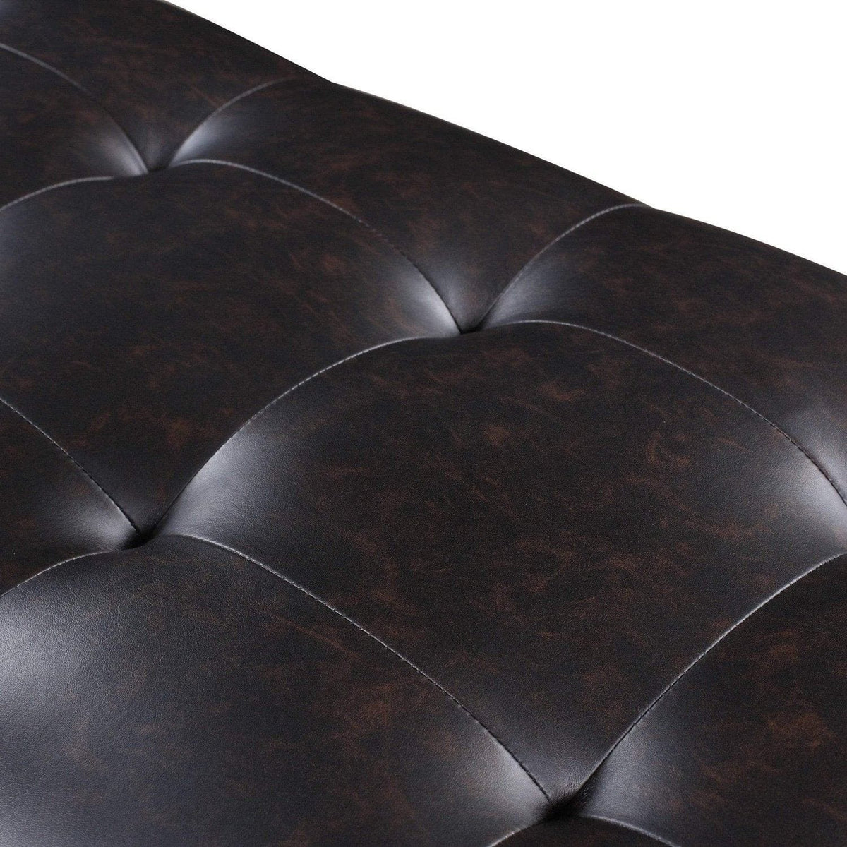 Iconic Home Bruno Tufted Faux Leather Bench Gold Metal Frame