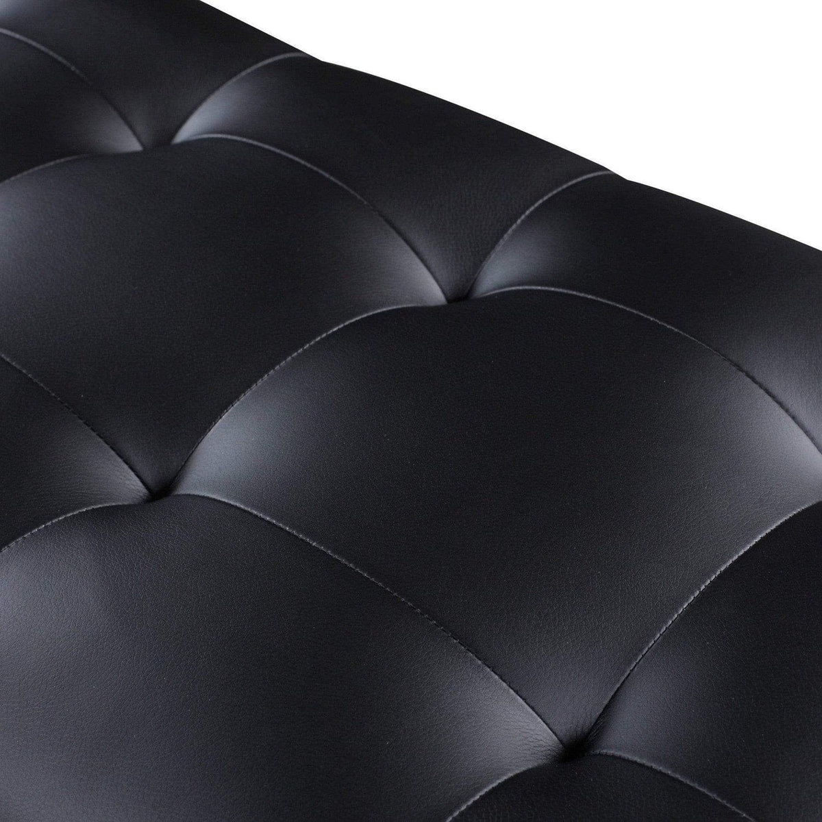 Iconic Home Bruno Tufted Faux Leather Bench Gold Metal Frame