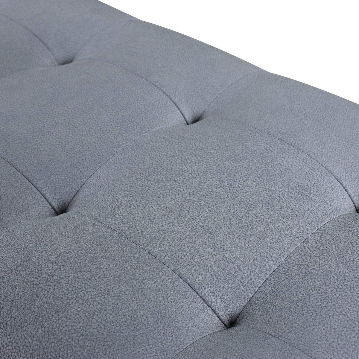 Iconic Home Bruno Tufted Faux Leather Bench Gold Metal Frame