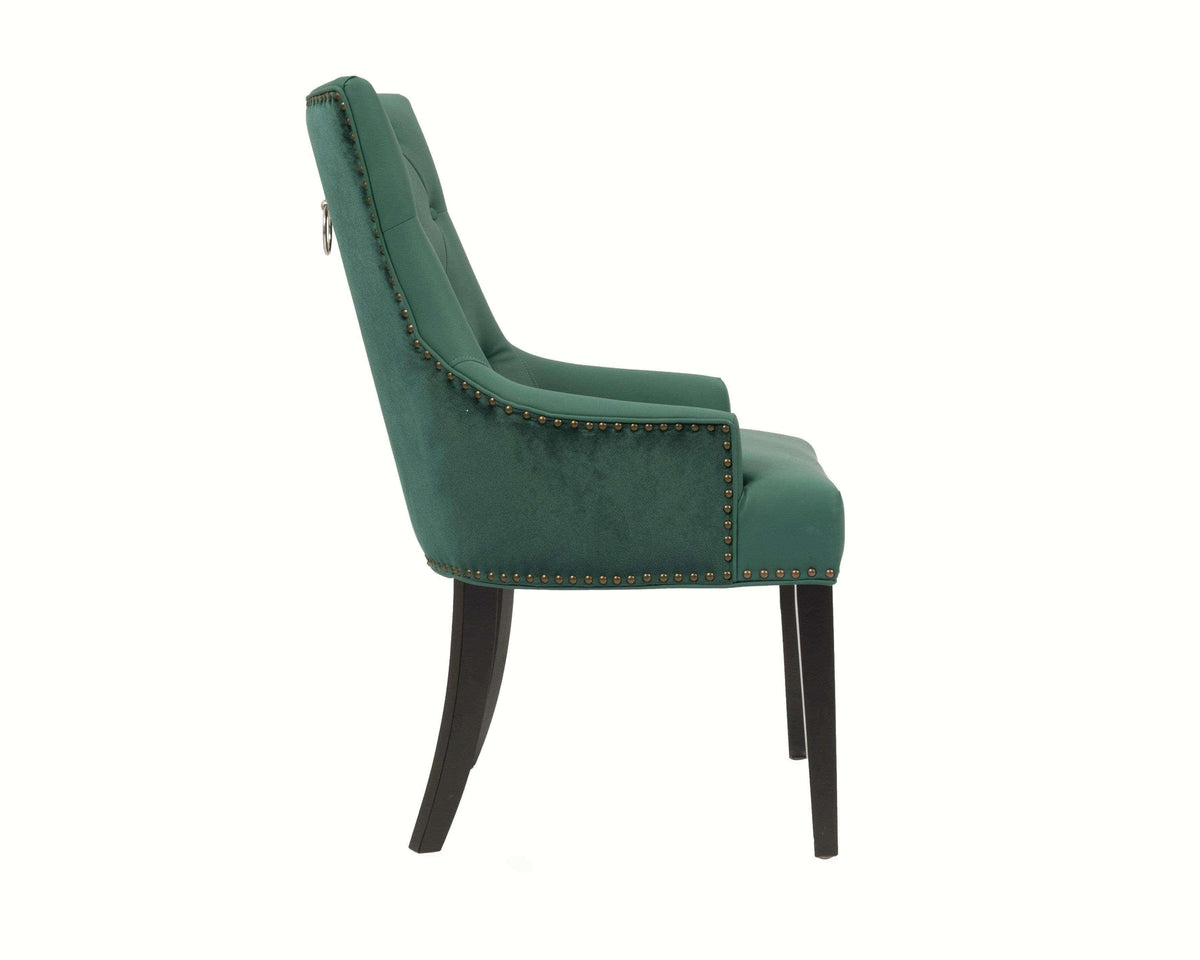 Iconic Home Cadence Faux Leather Velvet Dining Chair Set of 2