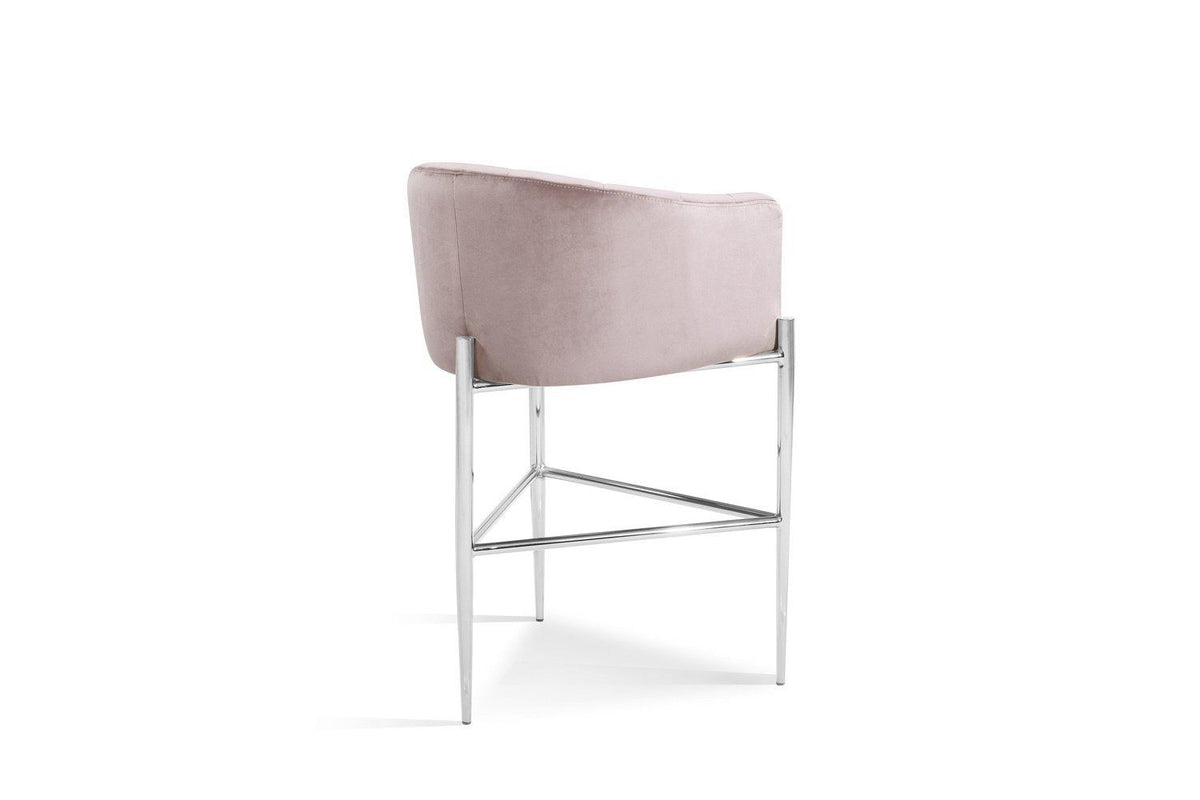 Iconic Home Cyrene Velvet Bar Stool Chair Chrome Base