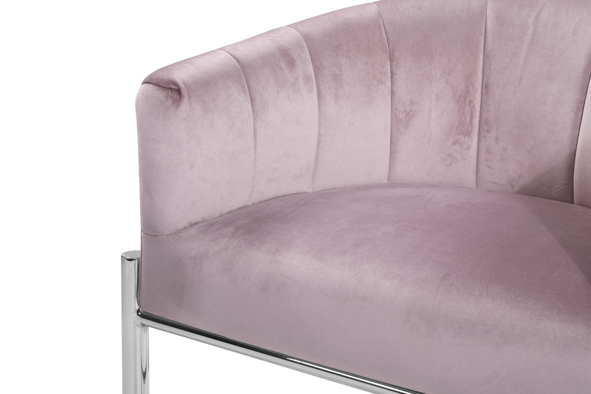Iconic Home Cyrene Velvet Bar Stool Chair Chrome Base