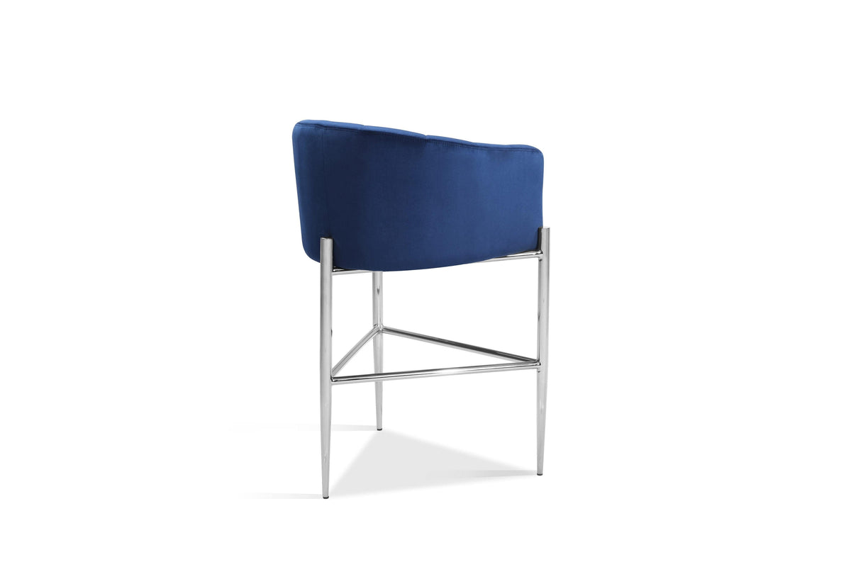 Iconic Home Cyrene Velvet Bar Stool Chair Chrome Base