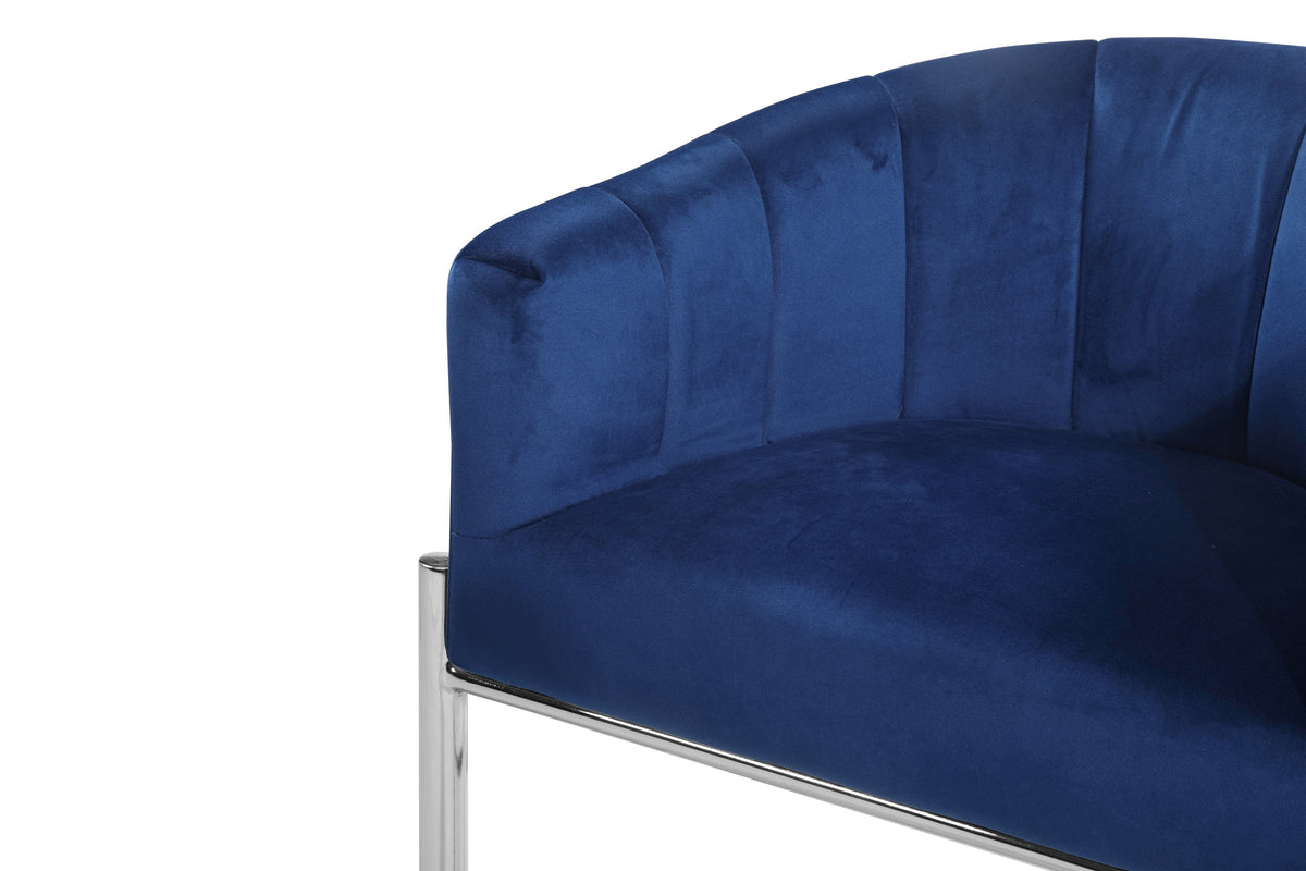 Iconic Home Cyrene Velvet Bar Stool Chair Chrome Base