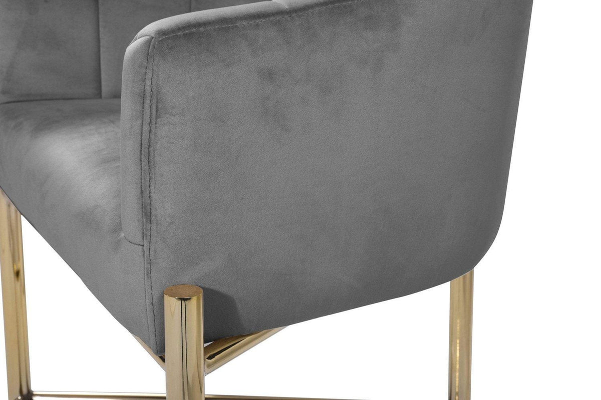 Iconic Home Cyrene Velvet Bar Stool Chair Velvet Gold Base