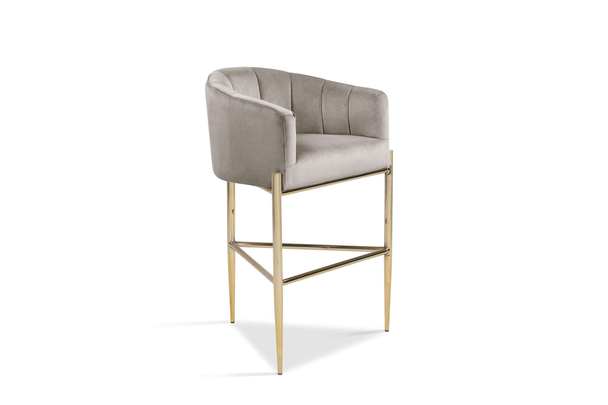 Iconic Home Cyrene Velvet Bar Stool Chair Velvet Gold Base