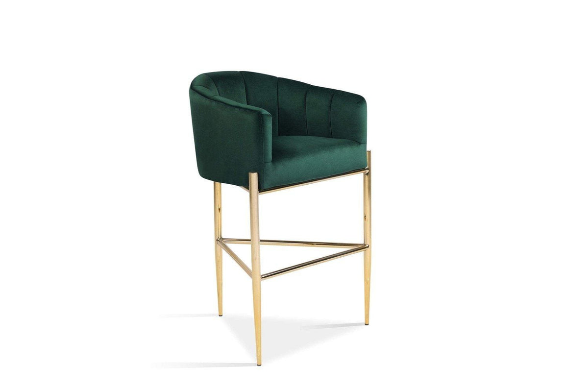 Iconic Home Cyrene Velvet Bar Stool Chair Velvet Gold Base