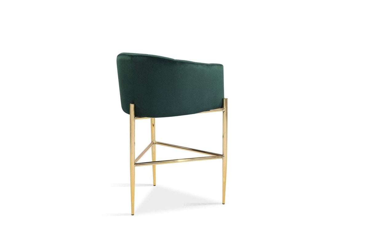 Iconic Home Cyrene Velvet Bar Stool Chair Velvet Gold Base