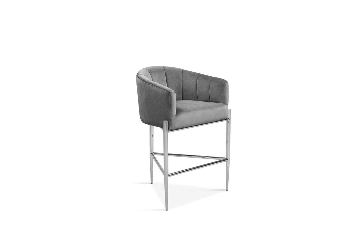 Iconic Home Cyrene Velvet Counter Stool Chair Chrome Base