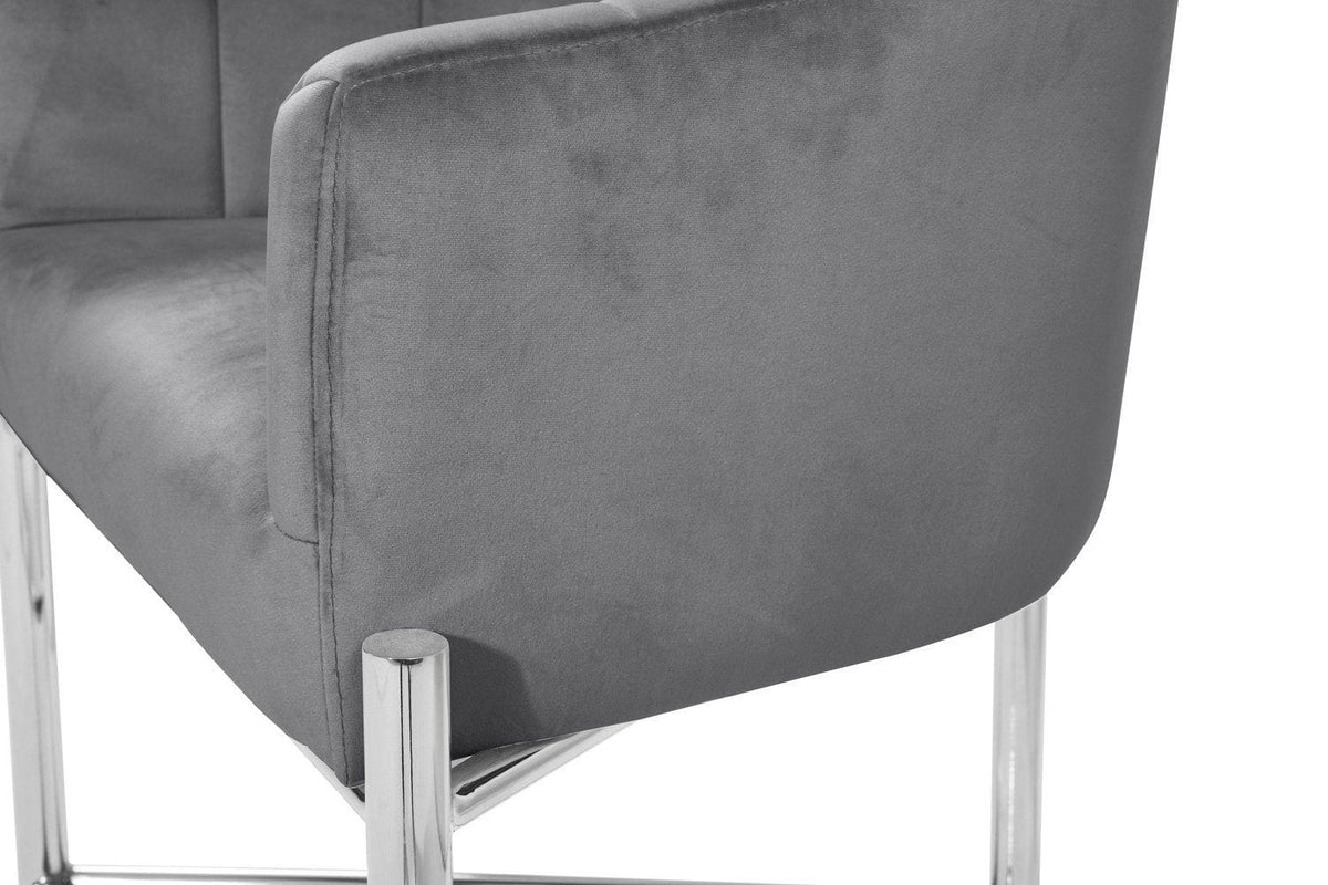 Iconic Home Cyrene Velvet Counter Stool Chair Chrome Base