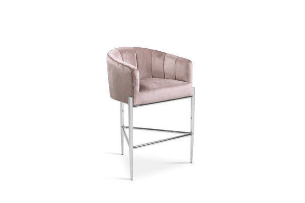 Iconic Home Cyrene Velvet Counter Stool Chair Chrome Base