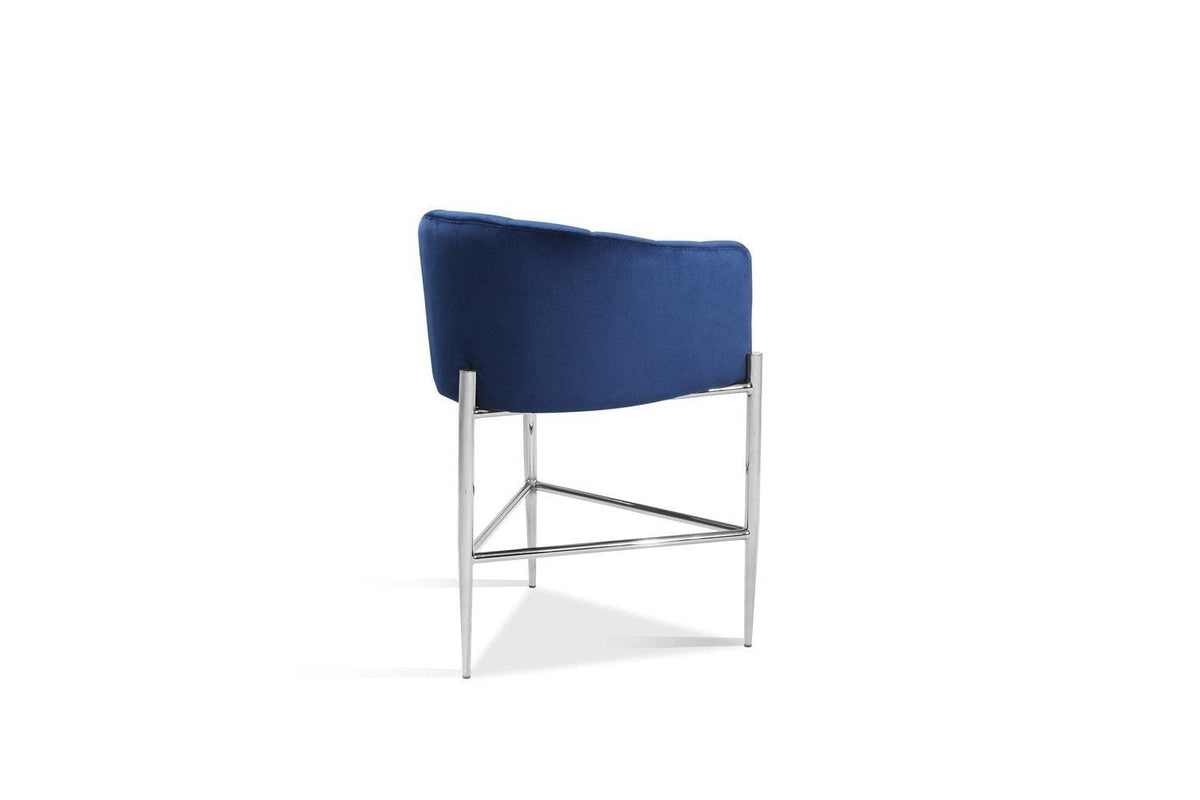 Iconic Home Cyrene Velvet Counter Stool Chair Chrome Base