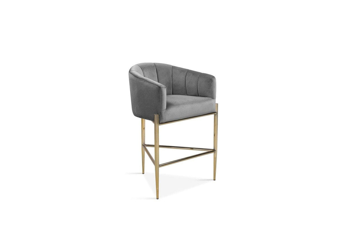 Iconic Home Cyrene Velvet Counter Stool Chair Gold Base