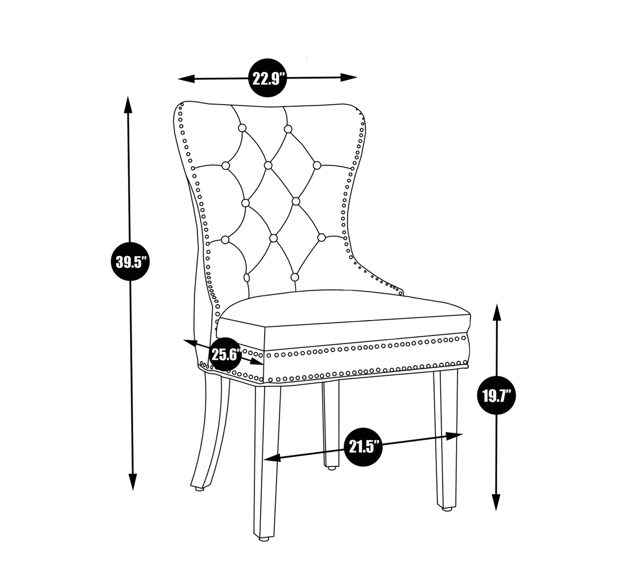 Iconic Home Diana Tufted Velvet Dining Chair Set of 2