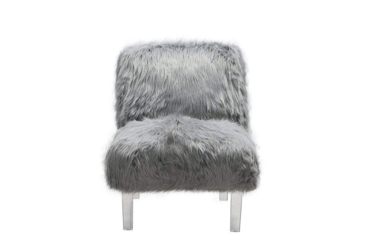 Iconic Home Fabio Faux Fur Accent Side Chair Acrylic Legs