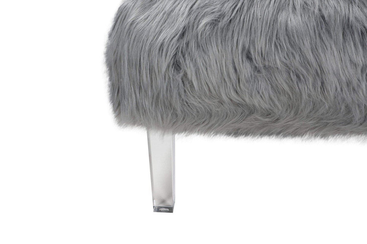 Iconic Home Fabio Faux Fur Accent Side Chair Acrylic Legs