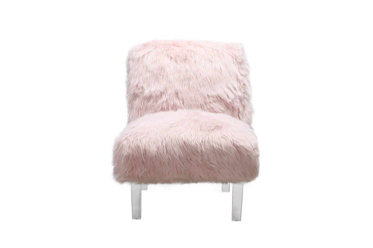 Iconic Home Fabio Faux Fur Accent Side Chair Acrylic Legs