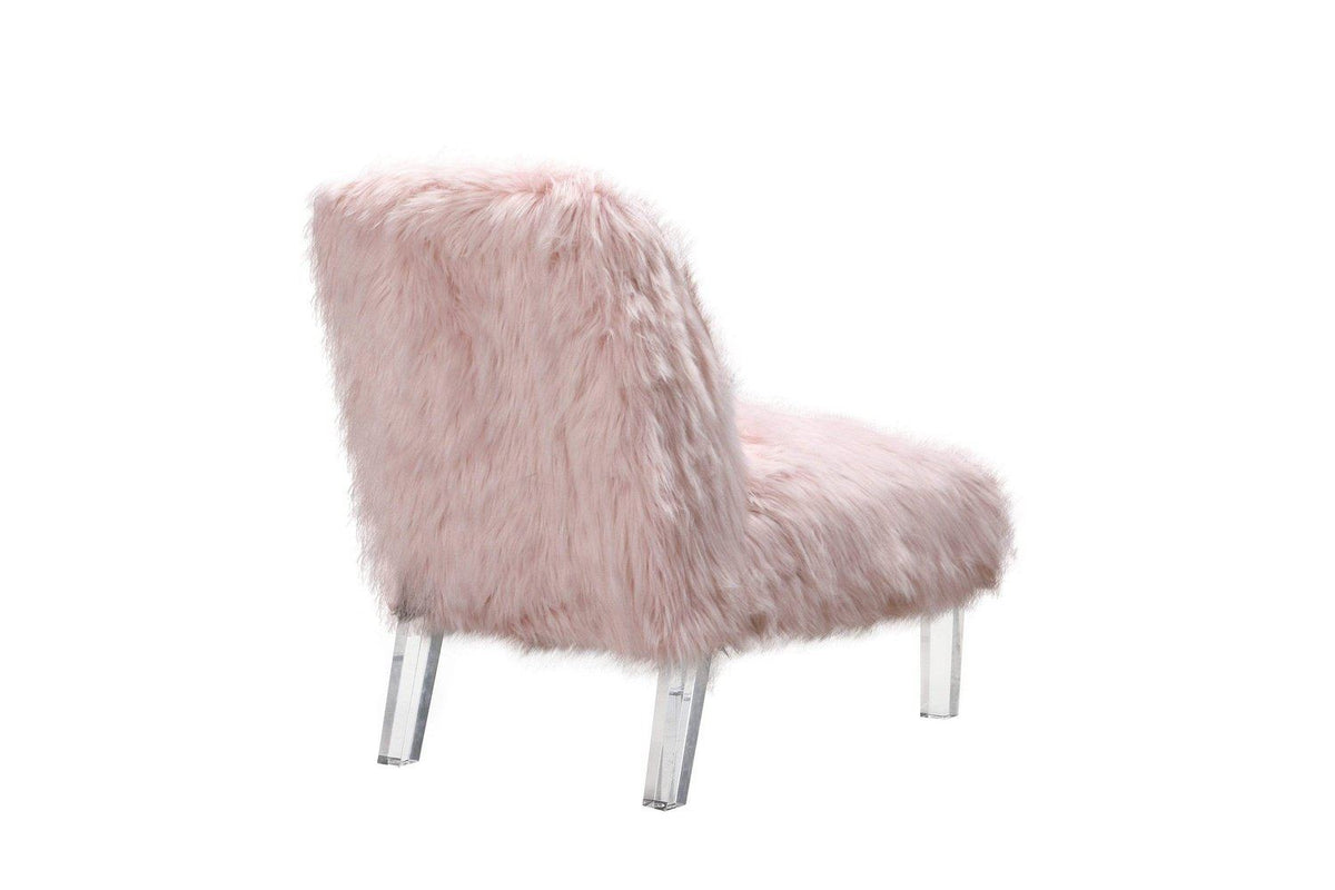 Iconic Home Fabio Faux Fur Accent Side Chair Acrylic Legs