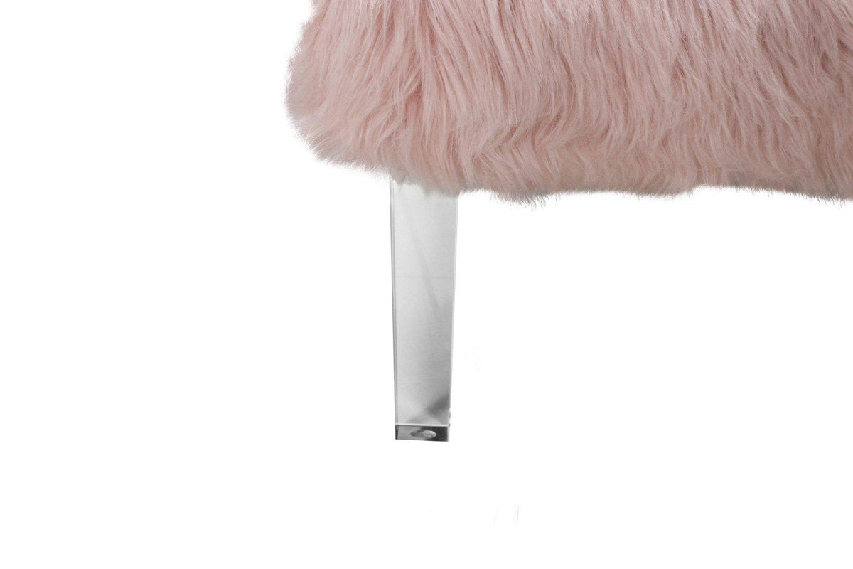 Iconic Home Fabio Faux Fur Accent Side Chair Acrylic Legs