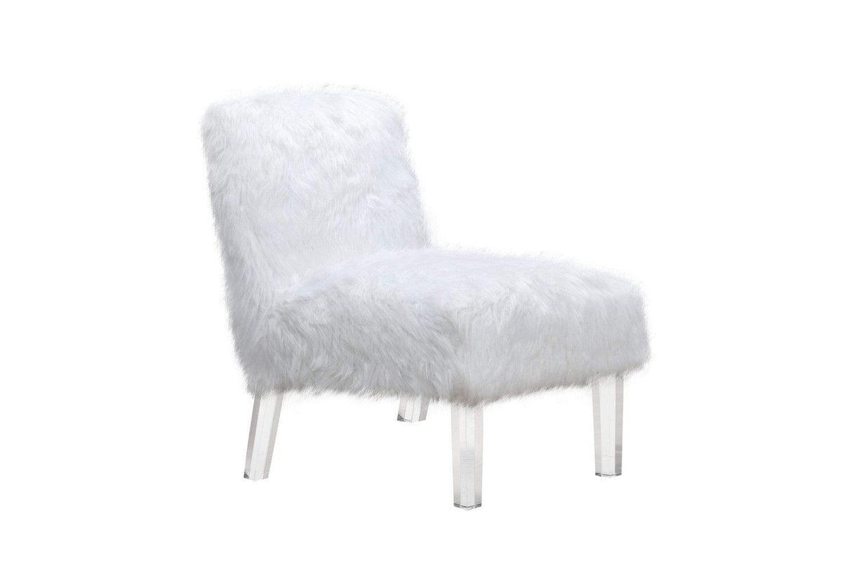 Iconic Home Fabio Faux Fur Accent Side Chair Acrylic Legs