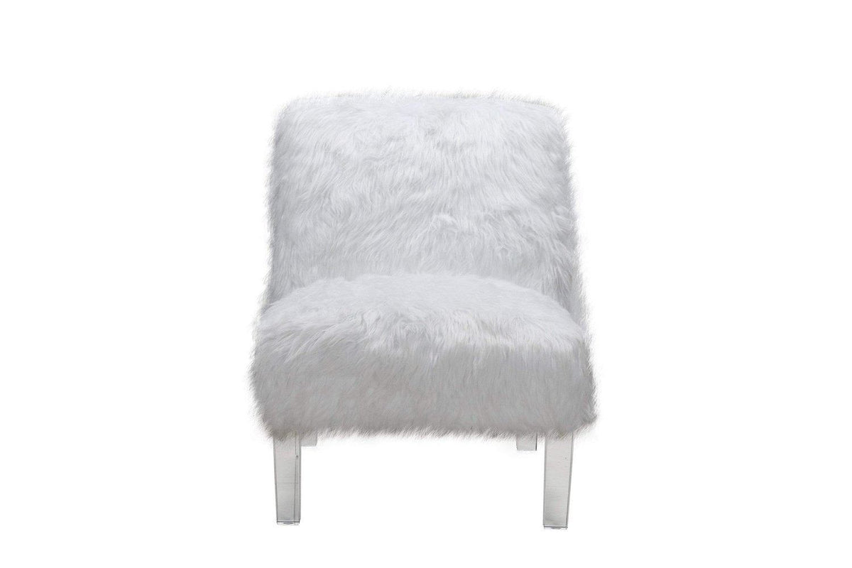 Iconic Home Fabio Faux Fur Accent Side Chair Acrylic Legs