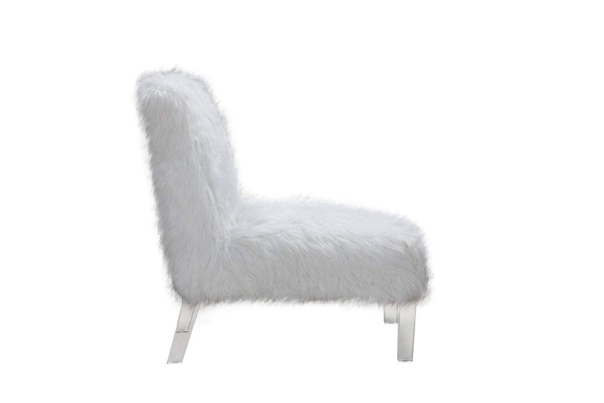 Iconic Home Fabio Faux Fur Accent Side Chair Acrylic Legs