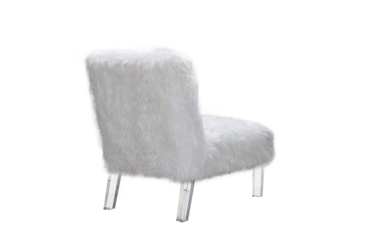 Iconic Home Fabio Faux Fur Accent Side Chair Acrylic Legs