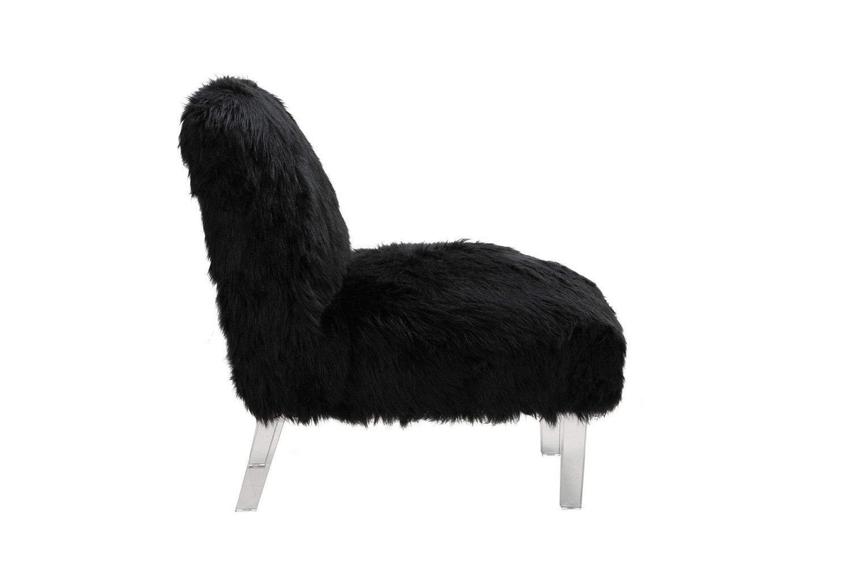 Iconic Home Fabio Faux Fur Accent Side Chair Acrylic Legs
