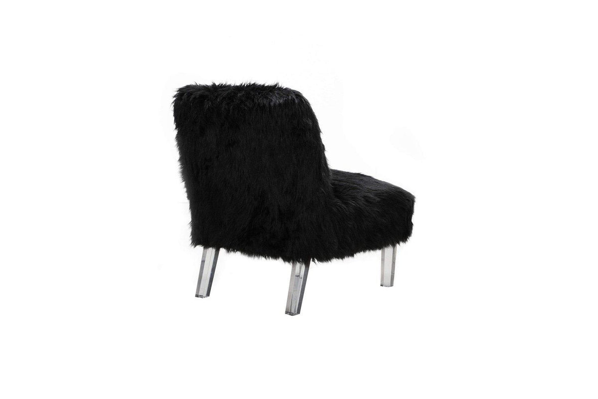 Iconic Home Fabio Faux Fur Accent Side Chair Acrylic Legs