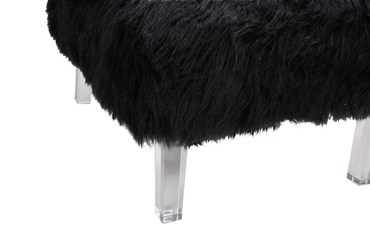 Iconic Home Fabio Faux Fur Accent Side Chair Acrylic Legs