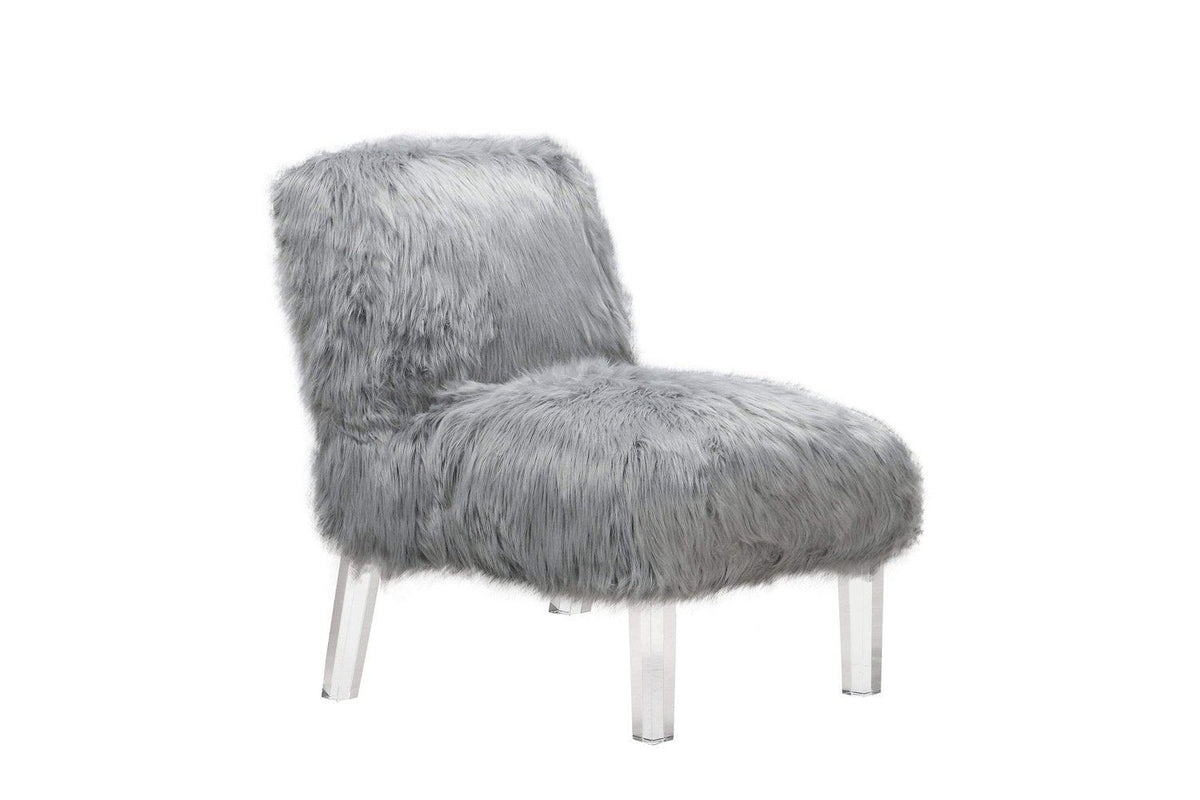 Iconic Home Fabio Faux Fur Accent Side Chair Acrylic Legs