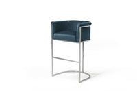 Iconic Home Finley Velvet Bar Stool Chair Chrome Base