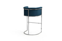 Iconic Home Finley Velvet Bar Stool Chair Chrome Base