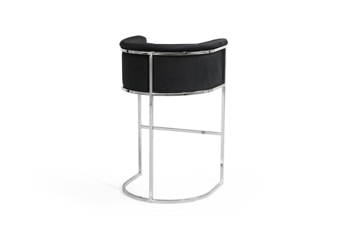 Iconic Home Finley Velvet Bar Stool Chair Chrome Base