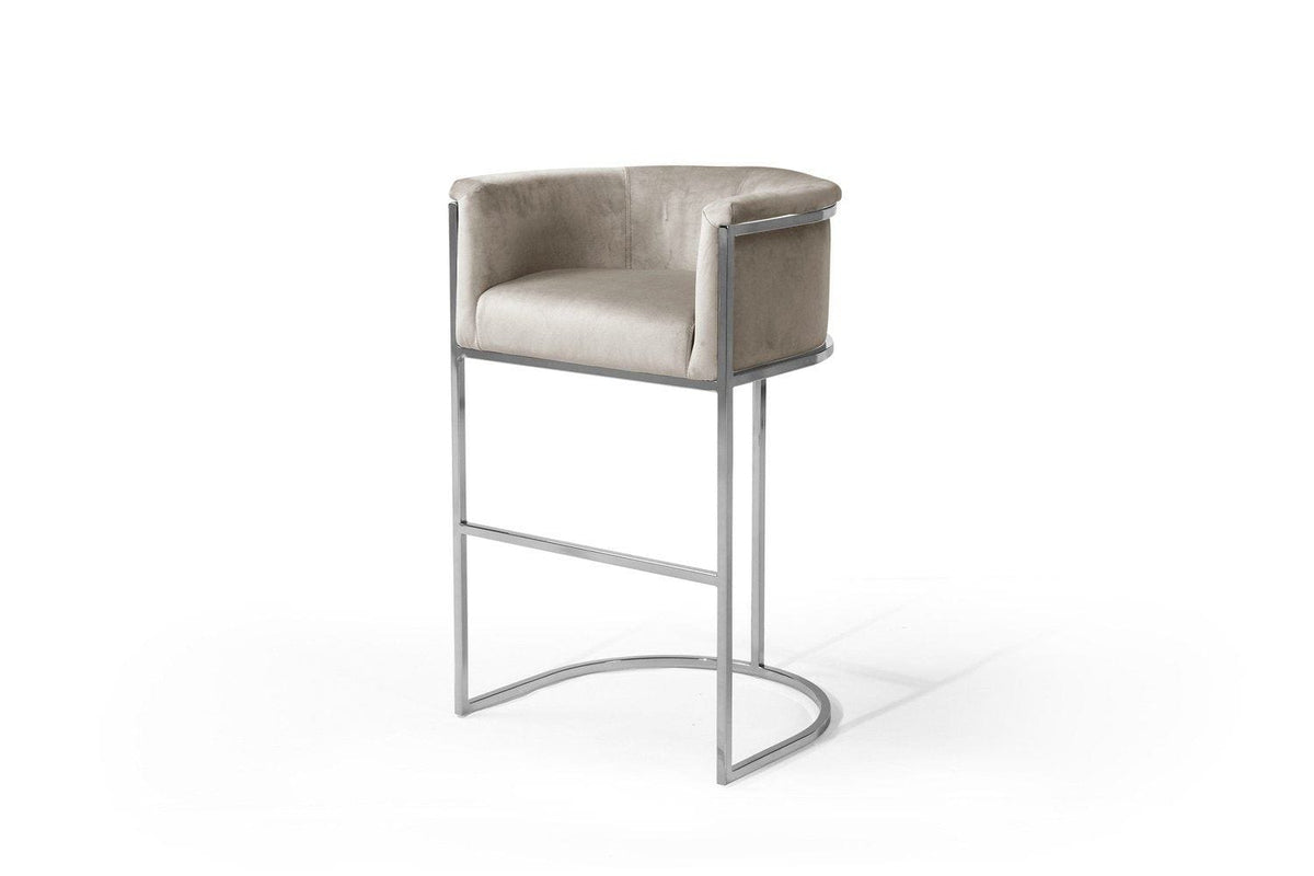 Iconic Home Finley Velvet Bar Stool Chair Chrome Base