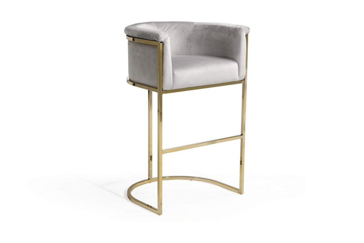 Iconic Home Finley Velvet Bar Stool Chair Gold Base