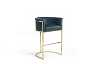 Iconic Home Finley Velvet Bar Stool Chair Gold Base
