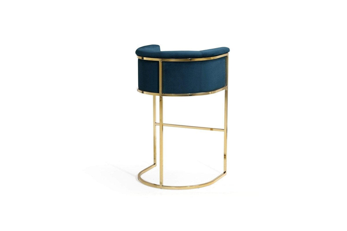 Iconic Home Finley Velvet Bar Stool Chair Gold Base