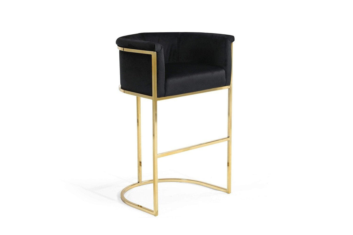 Iconic Home Finley Velvet Bar Stool Chair Gold Base